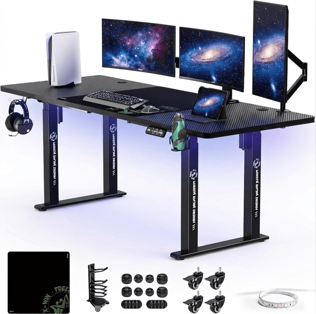 X-WIN Electric Standing Desk 71" × 31.5" 4-Leg Dual Motor with Locking Wheels
