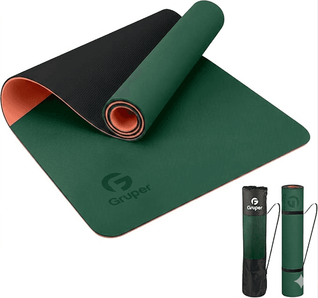 Gruper Yoga Mat Non Slip — 6mm Eco-Friendly TPE with Carrying Strap